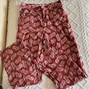 Zara Red Feather Patterned Pants